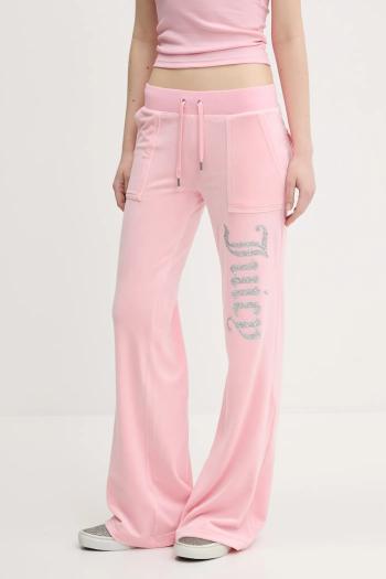 Detské velúrové tepláky Juicy Couture LAYLA CAVIAR dámske, ružová farba, s nášivkou, JCBBJ125806
