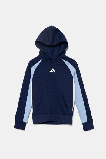 Detská mikina adidas tmavomodrá farba, s kapucňou, vzorovaná, JI6229