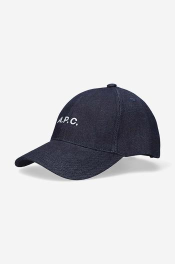 Šiltovka A.P.C. Casquette Charlie COCSX.M24069-INDIGO, tmavomodrá farba, s nášivkou