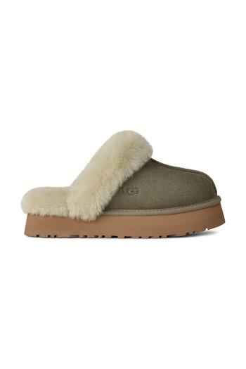 Semišové papuče UGG Disquette zelená farba, 1122550.MRNM