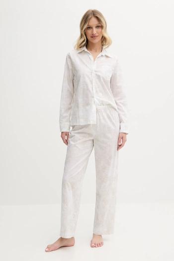 Bavlnené pyžamo Lauren Ralph Lauren biela farba, bavlnené, ILN92426