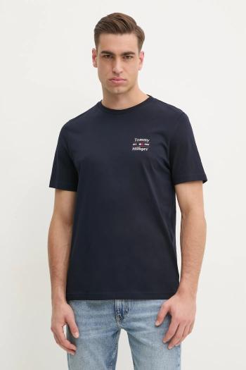 Bavlnené tričko Tommy Hilfiger pánske, tmavomodrá farba, s potlačou, MW0MW38622