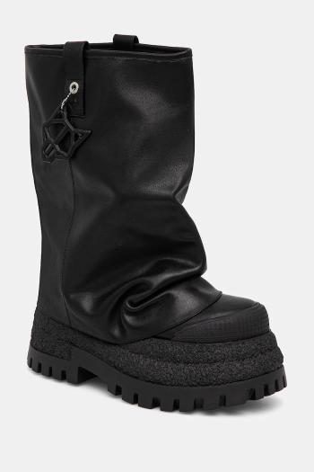 Kožená obuv Naked Wolfe Disturb dámske, čierna farba, na platforme, Leather Black