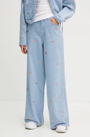 Rifle adidas Originals Femme Galore Denim Rhinestone Pants dámske, vysoký pás, JN3020