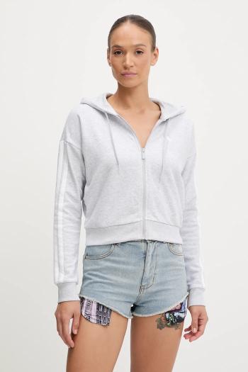 Mikina adidas 3-Stripes šedá farba, s kapucňou, melanžová, JX7648
