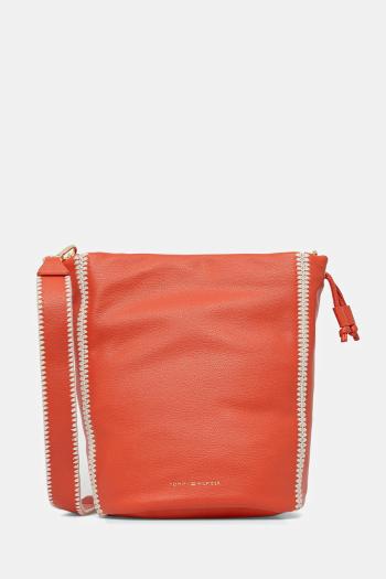 Kožená kabelka Tommy Hilfiger oranžová farba, AW0AW17540