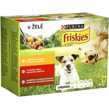Friskies Adult s kuraťom, s hovädzím a jahňacím v želé 12× 100 g (7613036208208)