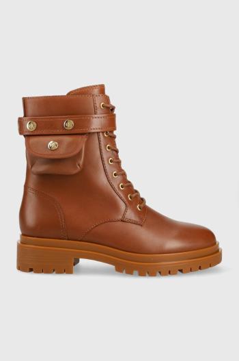 Kožené workery Lauren Ralph Lauren Cammie dámske, hnedá farba, na plochom podpätku, 802916475002