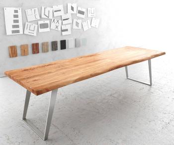 Jedálenský stôl Edge 300x100cm XL akácia prírodná nerezová oceľ