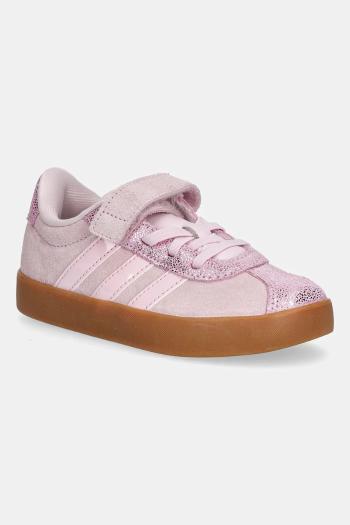 Detské semišové tenisky adidas VL COURT 3.0 ružová farba, JP7835