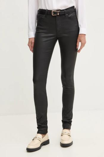 Rifle Pepe Jeans SKINNY JEANS MW dámske, čierna farba, PL204728XM5