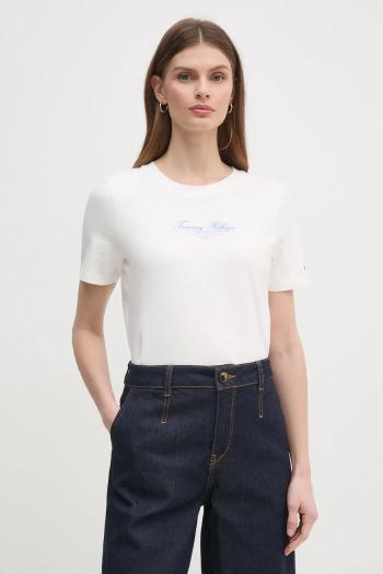 Bavlnené tričko Tommy Hilfiger dámske, biela farba, WW0WW45428