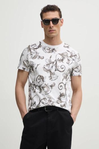 Bavlnené tričko Versace Jeans Couture pánske, biela farba, vzorované, 78GAH6S0 JS458
