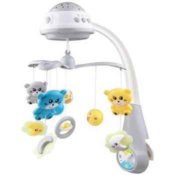 BABY MIX kolotoč nad postieľku so svetelným projektorom grey (5902216913134)