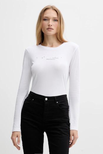 Bavlnené tričko s dlhým rukávom Armani Exchange biela farba, XW001360 AF10356