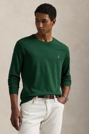 Bavlnené tričko s dlhým rukávom Polo Ralph Lauren zelená farba, jednofarebné, 710760121