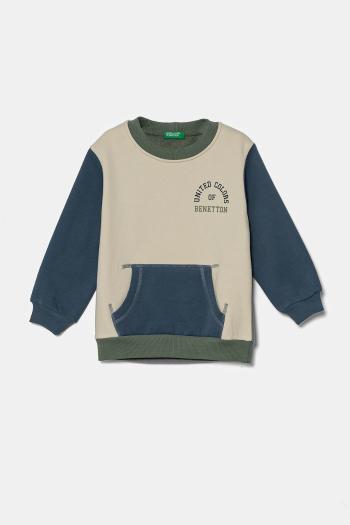Detská mikina United Colors of Benetton béžová farba, s potlačou, 3EB5G10G0
