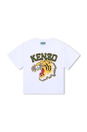 Detské bavlnené tričko Kenzo Kids biela farba, s potlačou, K60746