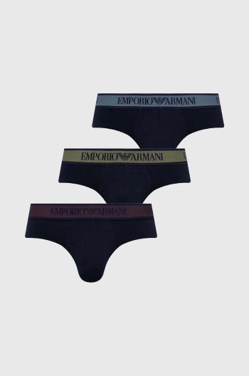 Slipy Emporio Armani Underwear 3-pak pánske, tmavomodrá farba, 111734 4F717