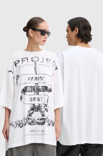 Bavlnené tričko Y/Project EVERGREEN PARIS' BEST PINCHED T-SHIRT biela farba, s potlačou, 204TS002