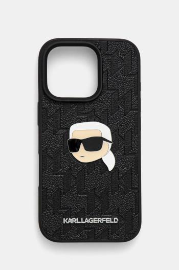 Puzdro na mobil Karl Lagerfeld iPhone 16 Pro 6.3 čierna farba, KLHCP16LPGKLKIPK