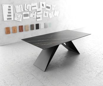 Jedálenský stôl Edge 200x100cm Laminam® keramický hnedý podstavec
