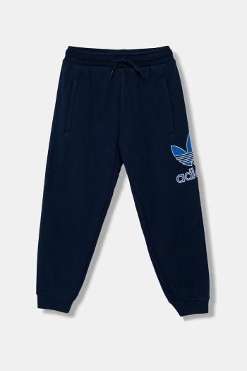 Detské bavlnené tepláky adidas Originals tmavomodrá farba, s potlačou, JV8577
