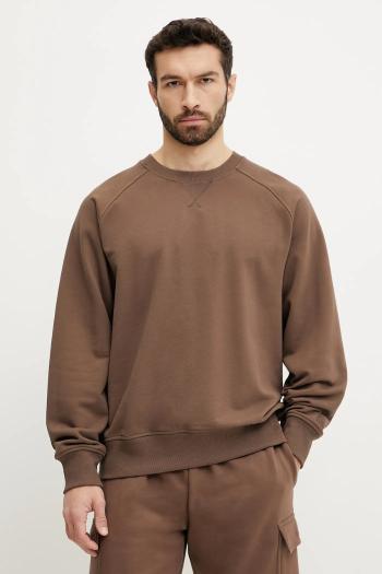 Bavlnená mikina The North Face Relaxed pánska, hnedá farba, s nášivkou, NF0A8C361OI1