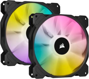 Számítógép ventilátor Corsair iCUE SP140 RGB ELITE Dual Pack Black + Lightning Node Core