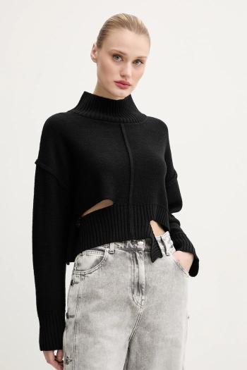 Vlnený sveter MM6 Maison Margiela dámsky, čierna farba, s rolákom, S52HA0285.M13044