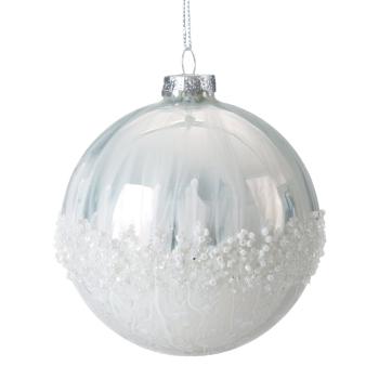 ArtFir Vianočná dekorácia GUĽA 493B | sklenená biela 10 cm