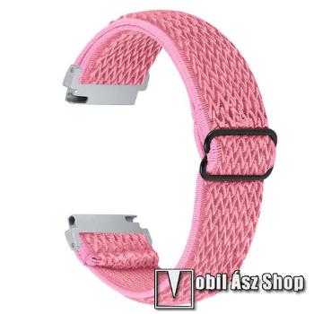 Okosóra szíj - fonott szövet, sztreccses, állítható - RÓZSASZÍN - 22mm széles - SAMSUNG Galaxy Watch 46mm / Watch GT2 46mm / Watch GT 2e / Galaxy Watch3 45mm / Honor MagicWatch 2 46mm