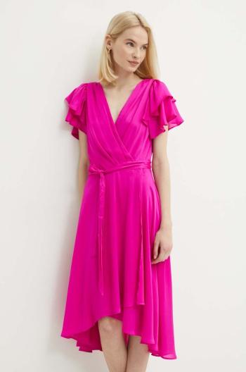 Šaty Dkny ružová farba, midi, áčkový strih, DD4AQ571