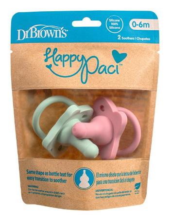 DR.BROWN'S HappyPaci cumlík 0-6m 2ks, ružový/zelený