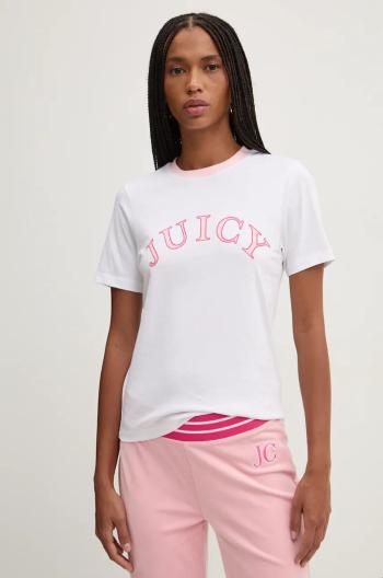 Bavlnené tričko Juicy Couture GIRLFRIEND TEE dámsky, biela farba, JCSCT224414