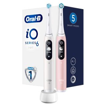 Oral B Elektrická zubná kefka iO6 Series Duo Pack White/ Pink Sand Extra Handle 2 ks