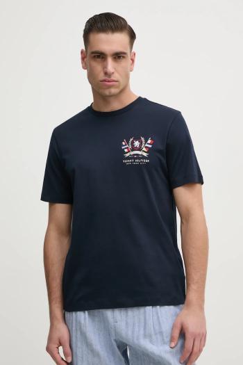 Bavlnené tričko Tommy Hilfiger pánske, tmavomodrá farba, s nášivkou, MW0MW38612