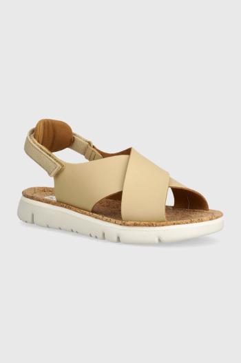 Kožené sandále Camper Oruga Sandal dámske, béžová farba, K200157-053
