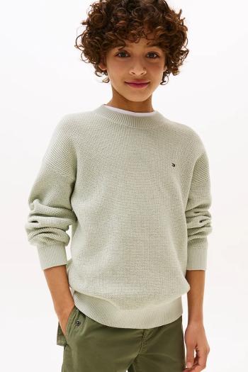 Bavlnený sveter Tommy Hilfiger tyrkysová farba, KB0KB09756