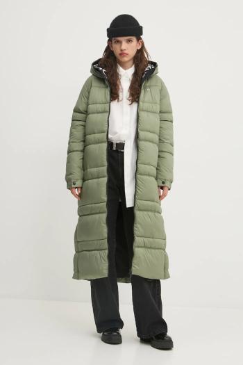 Bunda Tommy Jeans dámska, zelená farba, zimná, oversize, DW0DW20184