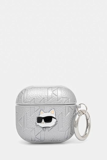 Puzdro na airpods Karl Lagerfeld AirPods 4 strieborná farba, KLA4PGCHPS
