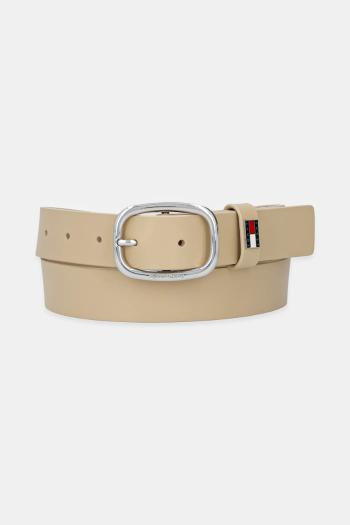 Kožený opasok Tommy Jeans béžová farba, AW0AW15836