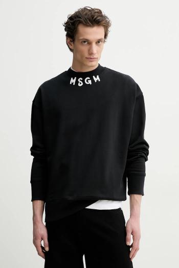 Bavlnená mikina MSGM pánske, čierna farba, s potlačou, 3840MM103.257000