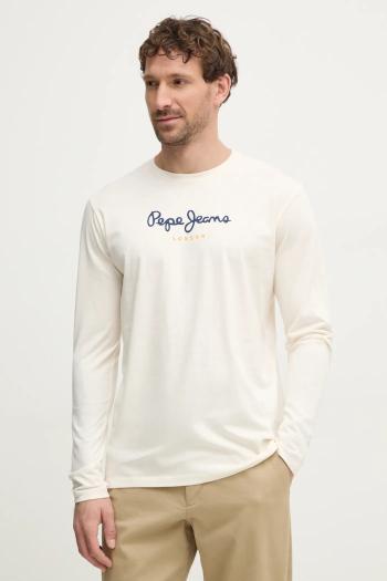 Bavlnené tričko Pepe Jeans Eggo pánske, béžová farba, s potlačou