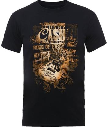 Johnny Cash Tričko Guitar Song Titles Unisex Black L