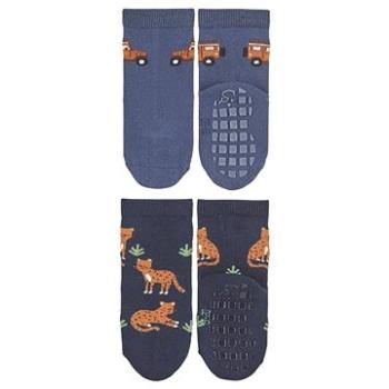 Sterntaler protišmykové ABS chlapčenské 2 páry tmavo modré, džíp, leopard 8002221 (HRAjkob1343nad)