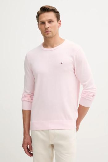 Bavlnený sveter Tommy Hilfiger ružová farba, ľahké, MW0MW39999