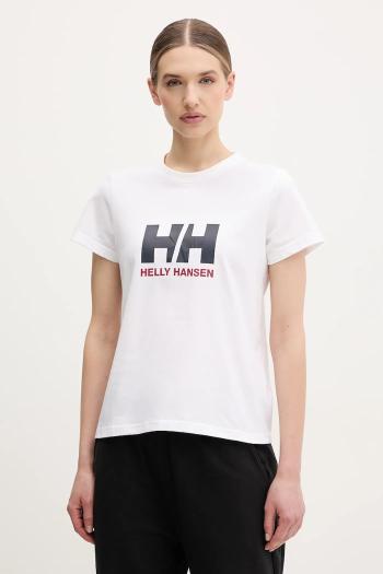 Bavlnené tričko Helly Hansen HH LOGO dámske, biela farba, 54593