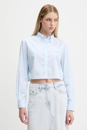 Bavlnená košeľa Tommy Jeans modrá farba, slim, s klasickým golierom, DW0DW21400