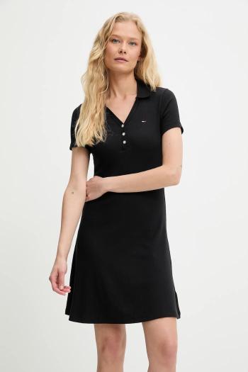 Šaty Tommy Jeans čierna farba, mini, priliehavé, DW0DW21172